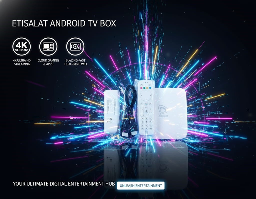 Imported Etisalat Smart Android TV Box – 4K True Quality for Any LED TV