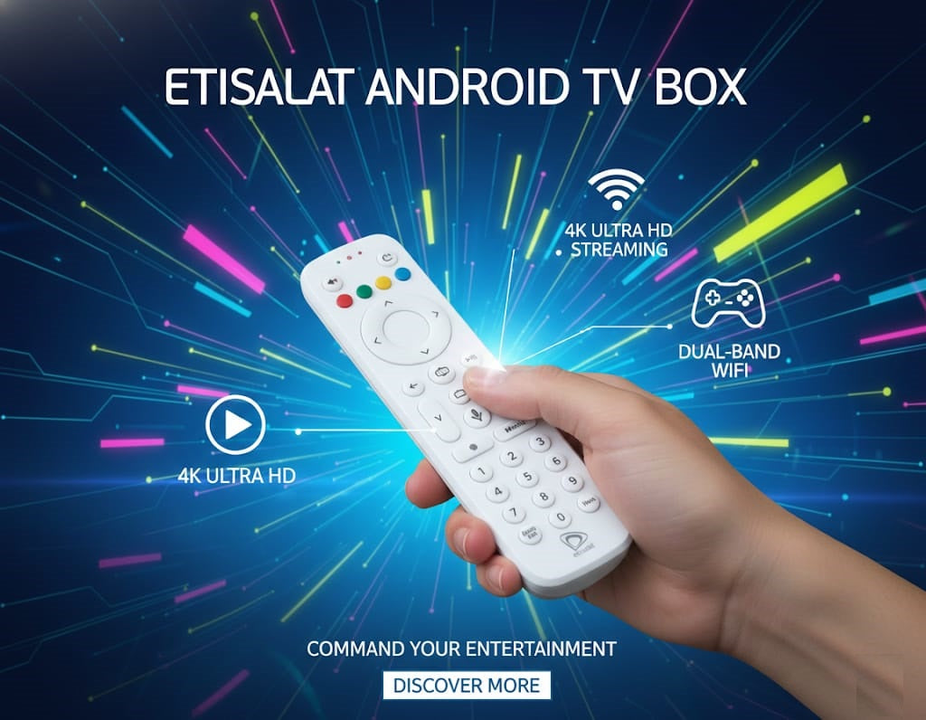 Imported Etisalat Smart Android TV Box – 4K True Quality for Any LED TV